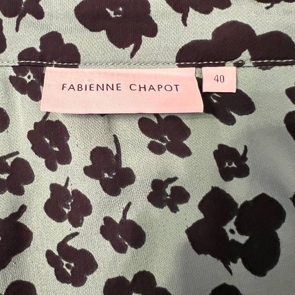 FABIENNE CHAPOT Anthro‎ Green Floral Tie Waist Viscose Shirt Dress Sz Large - Picture 5 of 11